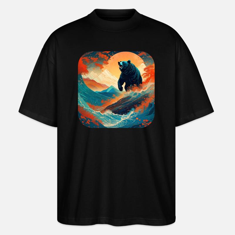 Stolzer Bär im Retro Style - Stanley/Stella Oversized Unisex Bio T-Shirt Blaster 2.0 - Schwarz