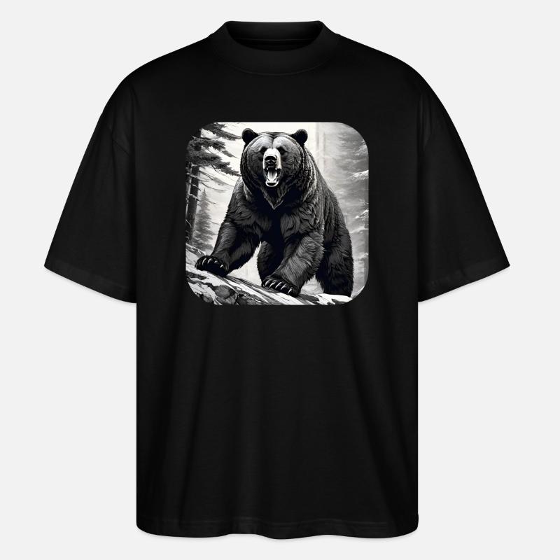 Stolzer brüllender Bär - Stanley/Stella Oversized Unisex Bio T-Shirt Blaster 2.0 - Schwarz