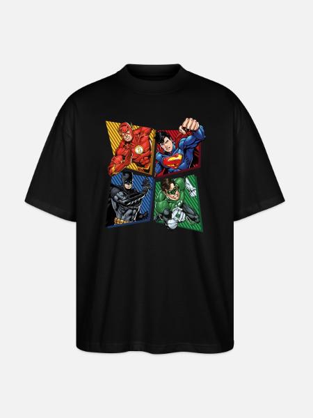 DC Comics Justice League Superhelden - Stanley/Stella Oversized Unisex Bio T-Shirt Blaster 2.0 - Schwarz