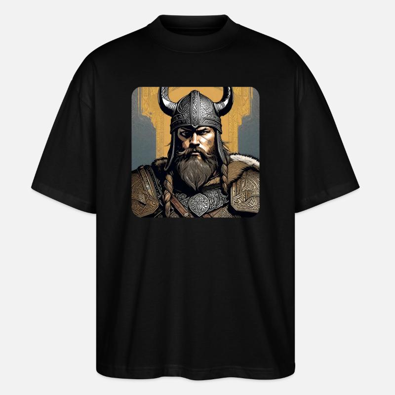 Stolzer Wikinger mit Hörner Helm - Stanley/Stella Oversized Unisex Bio T-Shirt Blaster 2.0 - Schwarz