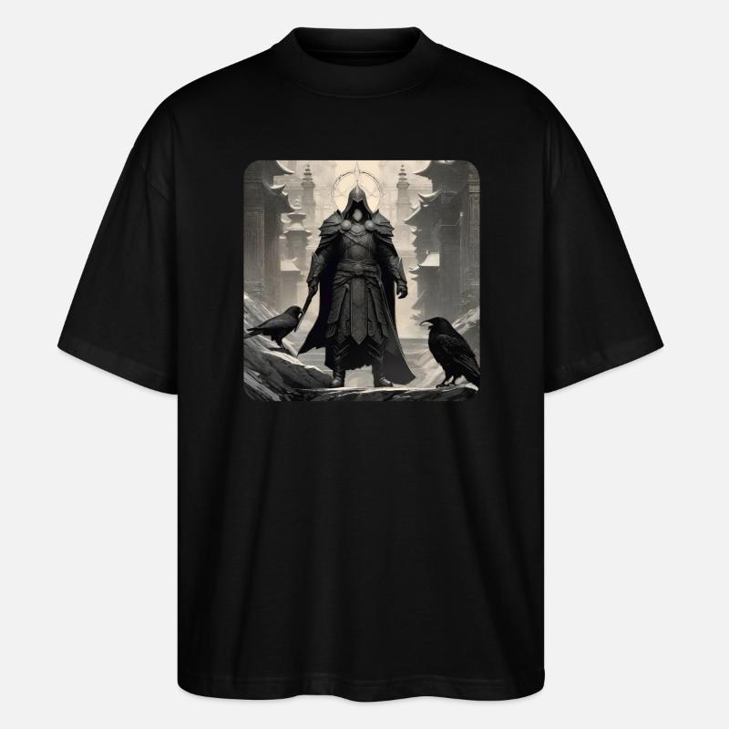 Stolzer düsterer Ritter mit Raben - Stanley/Stella Oversized Unisex Bio T-Shirt Blaster 2.0 - Schwarz