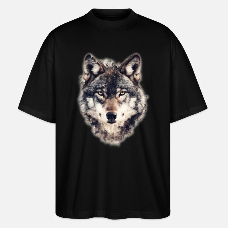 Wolf Face - Stanley/Stella Oversized Unisex Organic T-shirt Blaster 2.0 - black