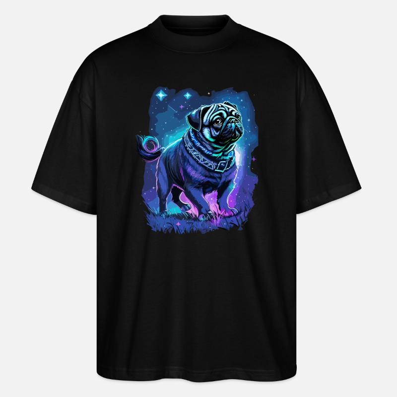 Mops Hund Mitternachtszauber - Stanley/Stella Oversized Unisex Bio T-Shirt Blaster 2.0 - Schwarz