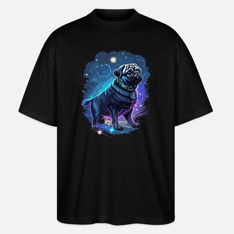 mythischer Mops Hund - Stanley/Stella Oversized Unisex Bio T-Shirt Blaster 2.0 - Schwarz