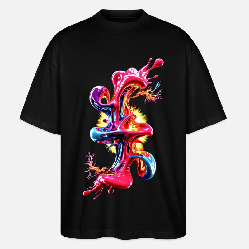 Abstraktes Liquid Art Fluid  - Stanley/Stella Oversized Unisex Bio T-Shirt Blaster 2.0 - Schwarz
