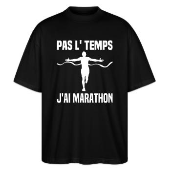 J'ai Pas Le Temps J'ai Marathon Cadeau Marathonien - T-shirt bio Blaster 2.0 coupe oversize Stanley/Stella Unisexe - noir - Devant - Alina (178cm) & Michal (187cm)