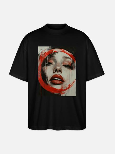 Face - Painting - Woman - Woman Face - Lips - Stanley/Stella Oversized Unisex Organic T-shirt Blaster 2.0 - black