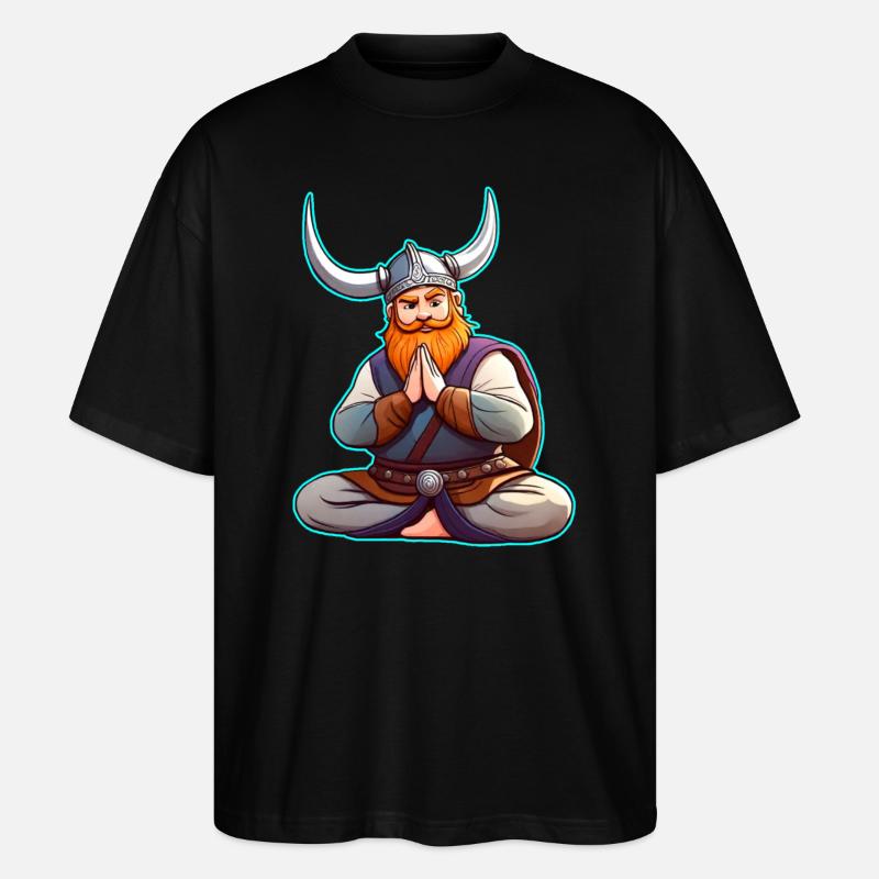 Cute Viking doing yoga - Stanley/Stella Oversized Unisex Organic T-shirt Blaster 2.0 - black