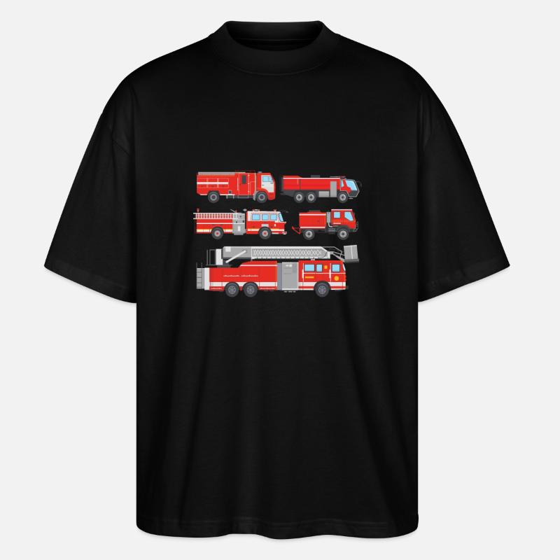Children's fire brigade fire engines - Stanley/Stella Oversized Unisex Organic T-shirt Blaster 2.0 - black