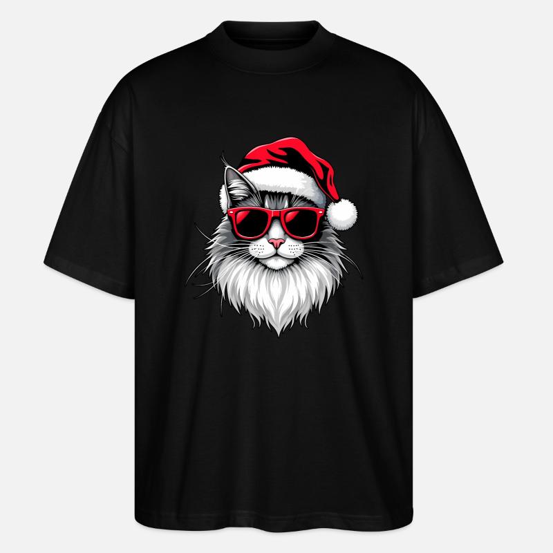 Chat Père Noël Noël - T-shirt bio Blaster 2.0 coupe oversize Stanley/Stella Unisexe - noir