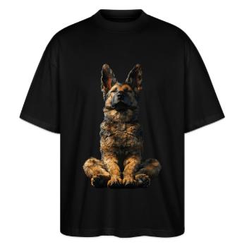 Berger allemand - T-shirt bio Blaster 2.0 coupe oversize Stanley/Stella Unisexe - noir - Devant - Alina (178cm) & Michal (187cm)