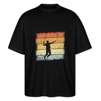 Badminton Rétro - T-shirt bio Blaster 2.0 coupe oversize Stanley/Stella Unisexe - noir - Devant - Alina (178cm) & Michal (187cm)