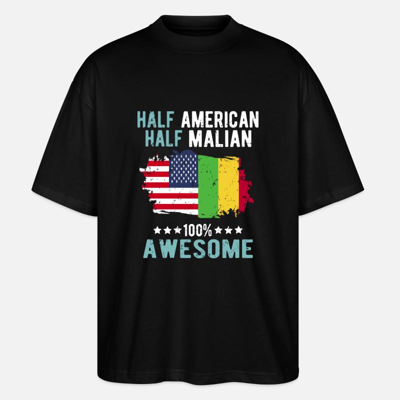 Half American Half Malian - Stanley/Stella Oversized Unisex Organic T-shirt Blaster 2.0 - black