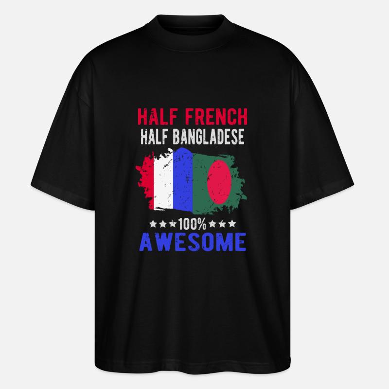Moitié Français moitié bangladais - T-shirt bio Blaster 2.0 coupe oversize Stanley/Stella Unisexe - noir