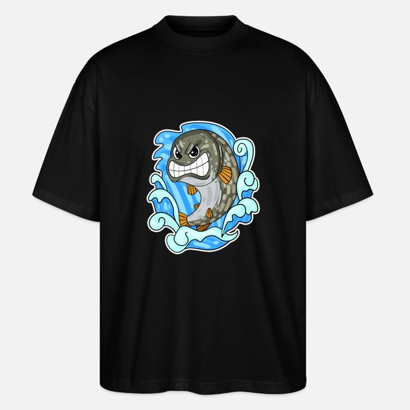 Hecht Fisch - Stanley/Stella Oversized Unisex Bio T-Shirt Blaster 2.0 - Schwarz