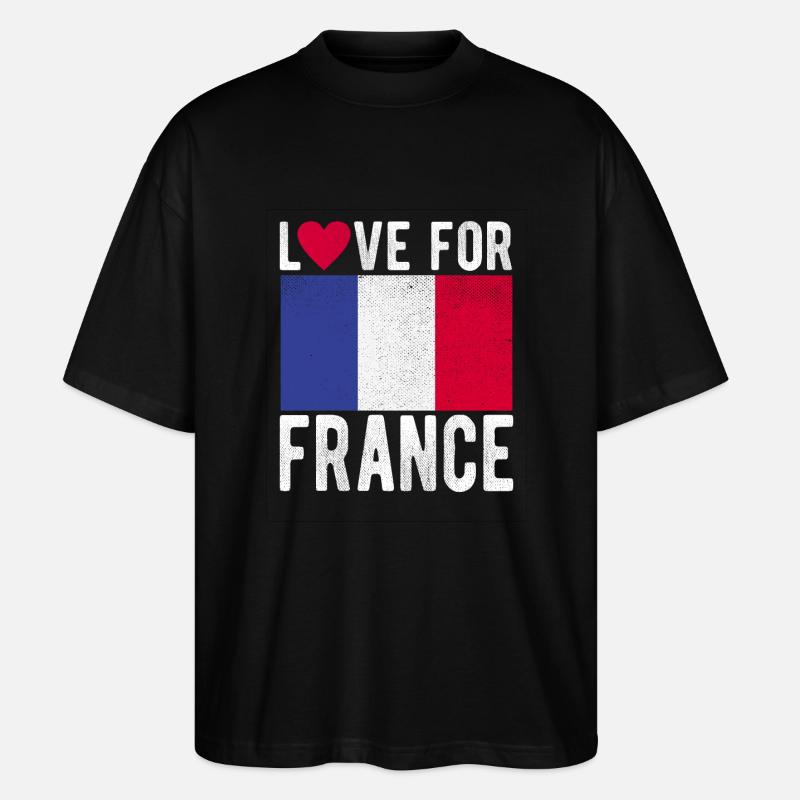 Français drapeau - T-shirt bio Blaster 2.0 coupe oversize Stanley/Stella Unisexe - noir