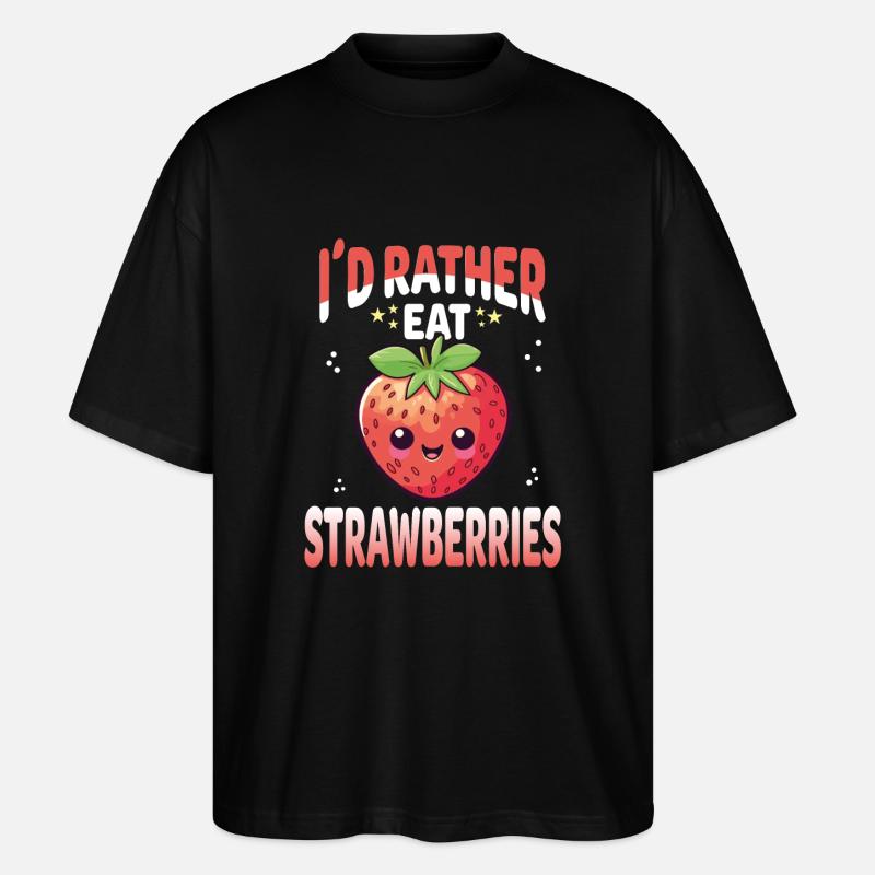 Erdbeeren Kawaii - Stanley/Stella Oversized Unisex Bio T-Shirt Blaster 2.0 - Schwarz