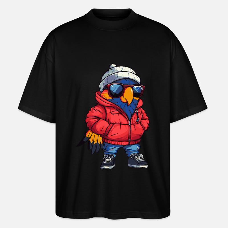 Papagai Cool Comic - Stanley/Stella Oversized Unisex Bio T-Shirt Blaster 2.0 - Schwarz
