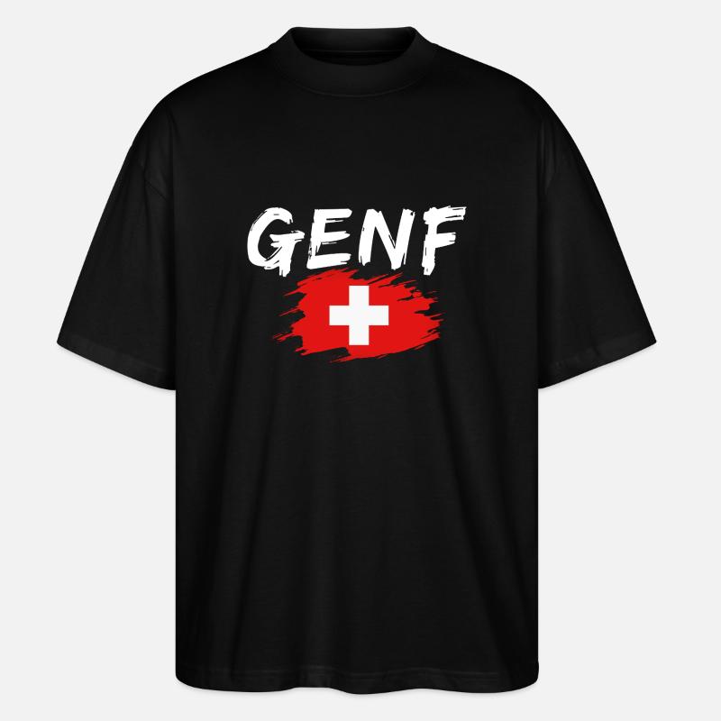 Genf Flagge Schweiz - Stanley/Stella Oversized Unisex Bio T-Shirt Blaster 2.0 - Schwarz