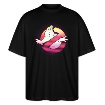 SOS Fantômes Rétro Néon Logo - T-shirt bio Blaster 2.0 coupe oversize Stanley/Stella Unisexe - noir - Devant - Alina (178cm) & Michal (187cm)