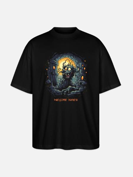 Welcome, Buddies, Dungeon Dog - Stanley/Stella Oversized Unisex Organic T-shirt Blaster 2.0 - black
