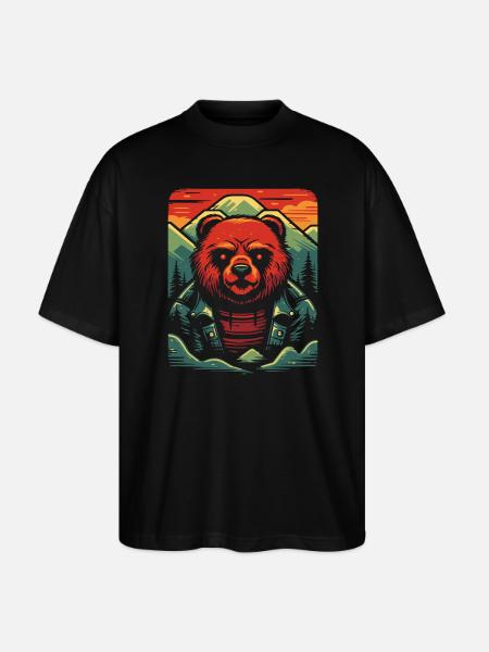 Bears Nature with Bear - Stanley/Stella Oversized Unisex Organic T-shirt Blaster 2.0 - black