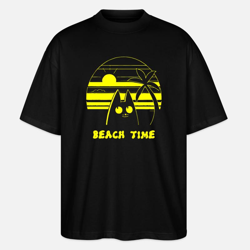 Palmiers Plage Temps Chat - T-shirt bio Blaster 2.0 coupe oversize Stanley/Stella Unisexe - noir
