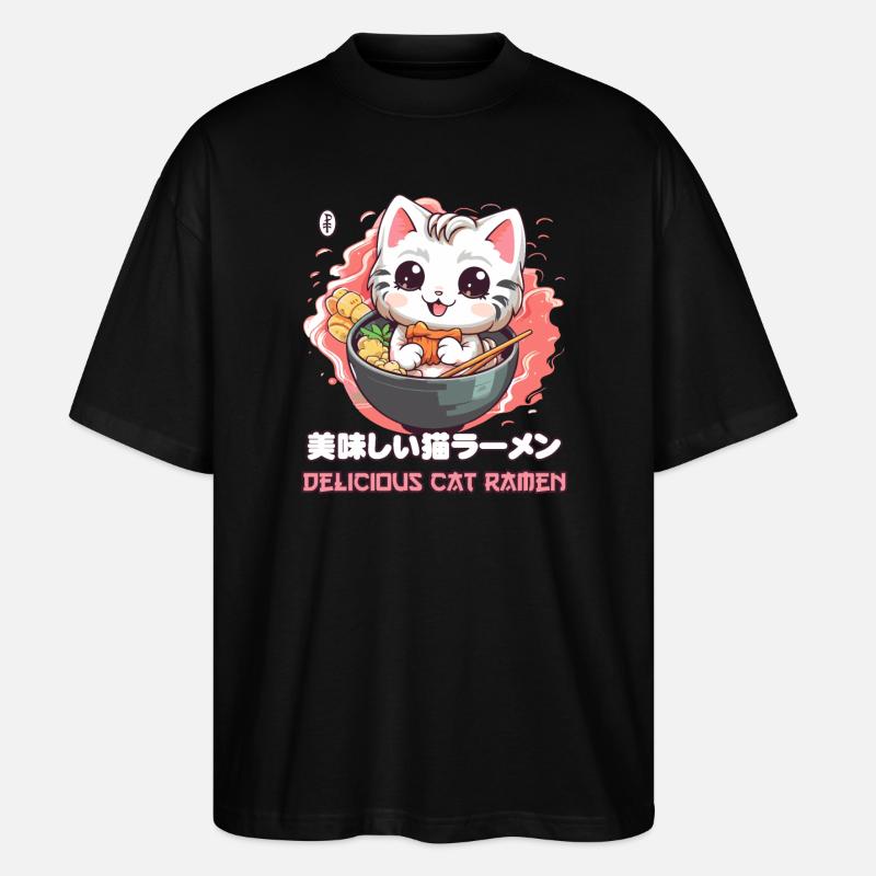 Délicieux ramen pour chat - T-shirt bio Blaster 2.0 coupe oversize Stanley/Stella Unisexe - noir