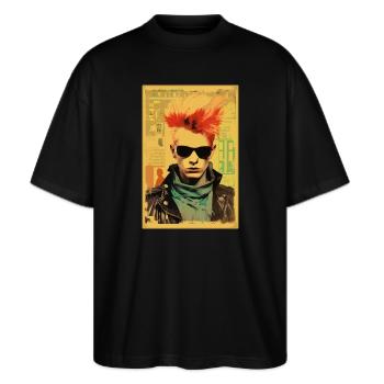 Affiche vintage : Punk Rock Magazine des années 80 - T-shirt bio Blaster 2.0 coupe oversize Stanley/Stella Unisexe - noir - Devant - Alina (178cm) & Michal (187cm)