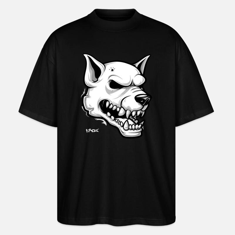 White Dog Skull Skull - Stanley/Stella Oversized Unisex Organic T-shirt Blaster 2.0 - black