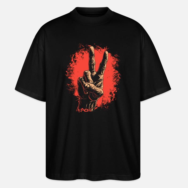Frieden Hand - Stanley/Stella Oversized Unisex Bio T-Shirt Blaster 2.0 - Schwarz