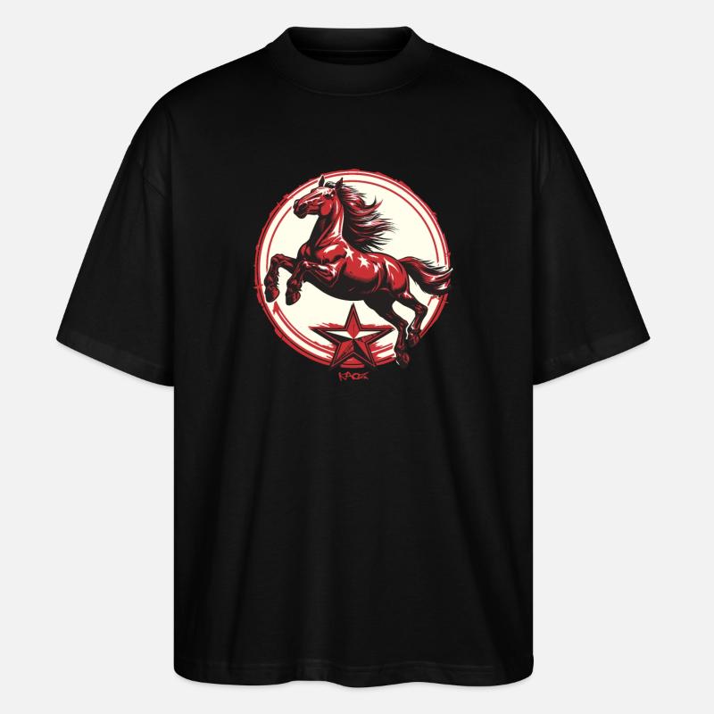 Roter Stern Propaganda Pferd - Stanley/Stella Oversized Unisex Bio T-Shirt Blaster 2.0 - Schwarz