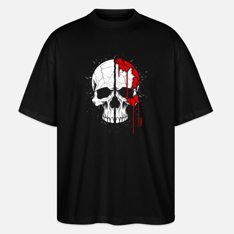 Skull with red paint - Stanley/Stella Oversized Unisex Organic T-shirt Blaster 2.0 - black