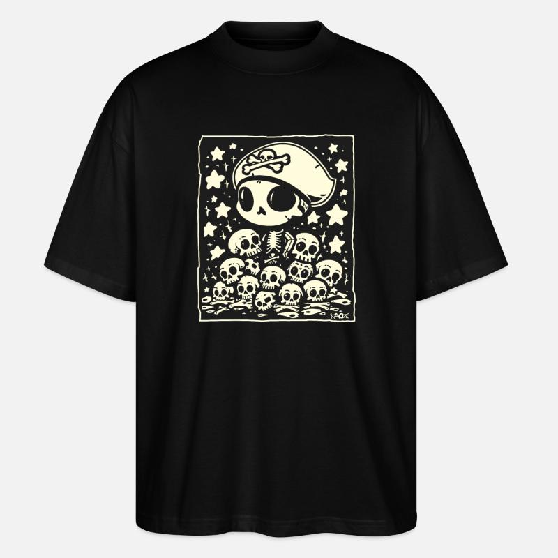 Chibi Pirate Skull - Stanley/Stella Oversized Unisex Organic T-shirt Blaster 2.0 - black