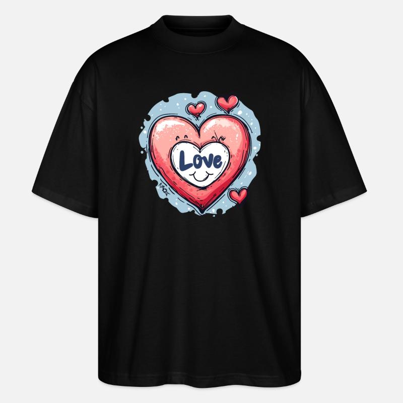 Liebe Herz - Stanley/Stella Oversized Unisex Bio T-Shirt Blaster 2.0 - Schwarz
