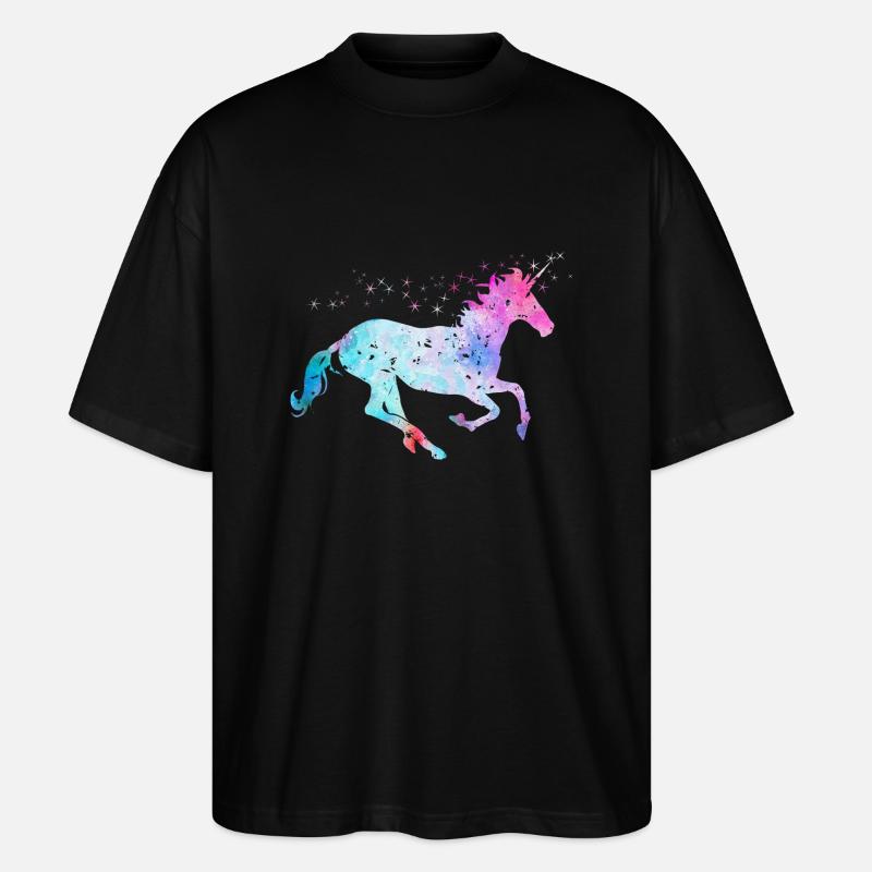 Einhorn mit Glitzer - Stanley/Stella Oversized Unisex Bio T-Shirt Blaster 2.0 - Schwarz