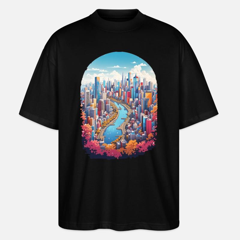 City Landscape - Stanley/Stella Oversized Unisex Organic T-shirt Blaster 2.0 - black