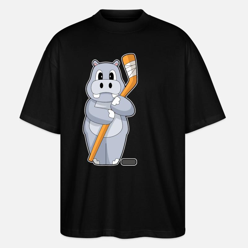 Nilpferd Eishockey Eishockeyschläger - Stanley/Stella Oversized Unisex Bio T-Shirt Blaster 2.0 - Schwarz