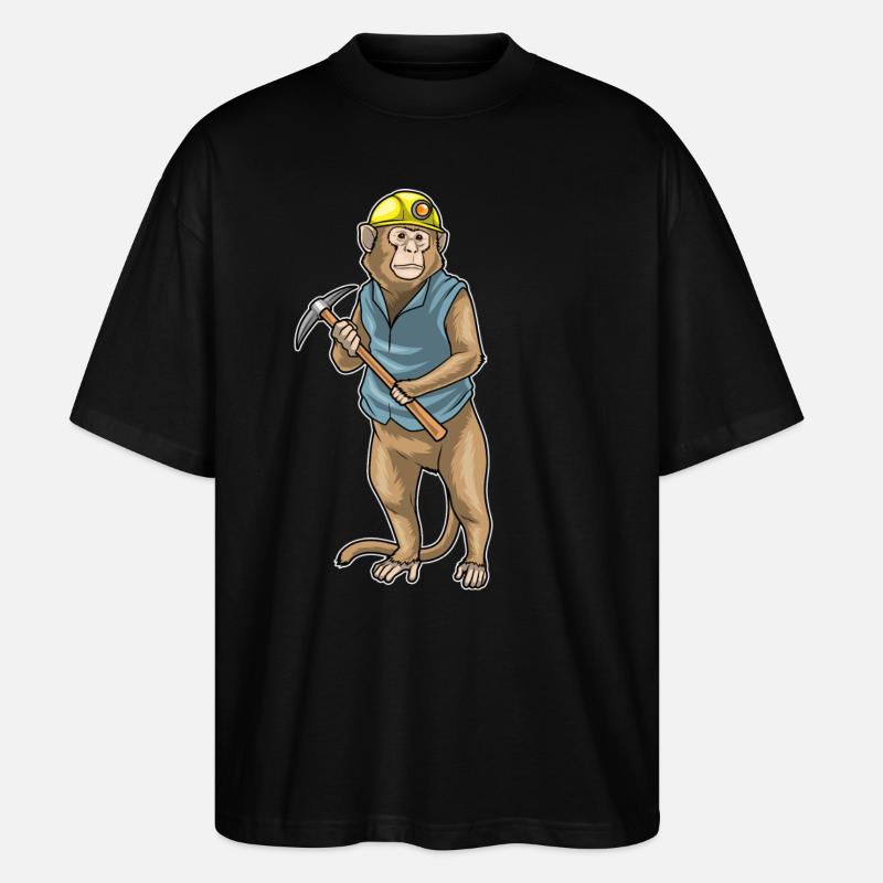 Monkey Miner Pickaxe Mining - Stanley/Stella Oversized Unisex Organic T-shirt Blaster 2.0 - black