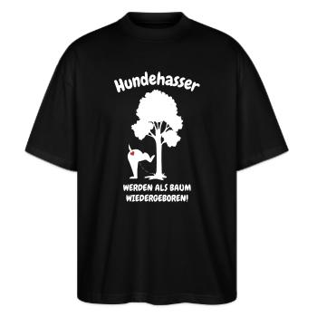 Hund Hundeliebhaber Welpe - Stanley/Stella Oversized Unisex Bio T-Shirt Blaster 2.0 - Schwarz - Vorne - Alina (178cm) & Michal (187cm)