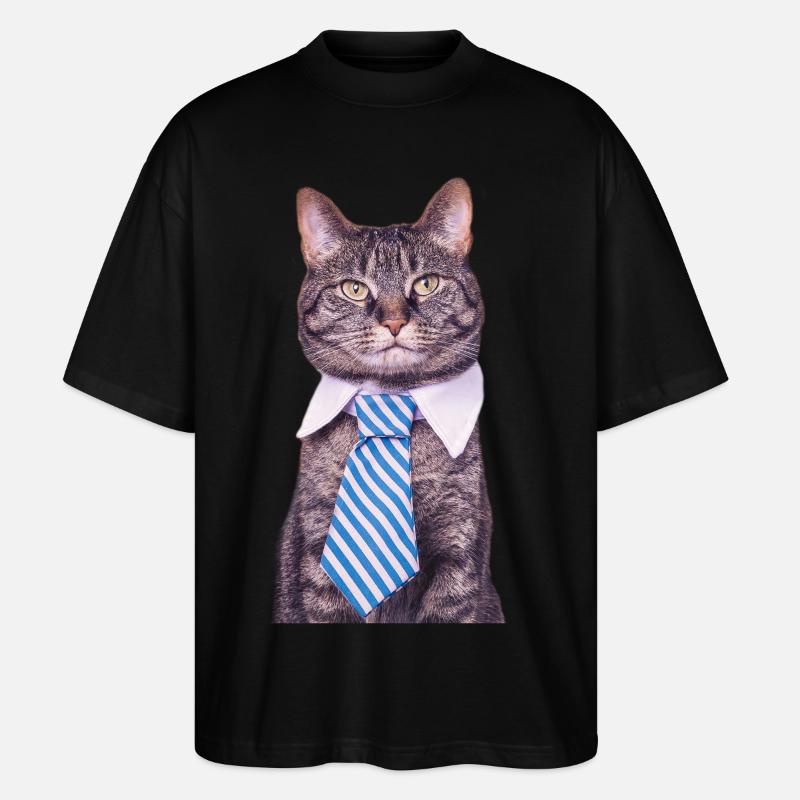Büro Katze - Stanley/Stella Oversized Unisex Bio T-Shirt Blaster 2.0 - Schwarz