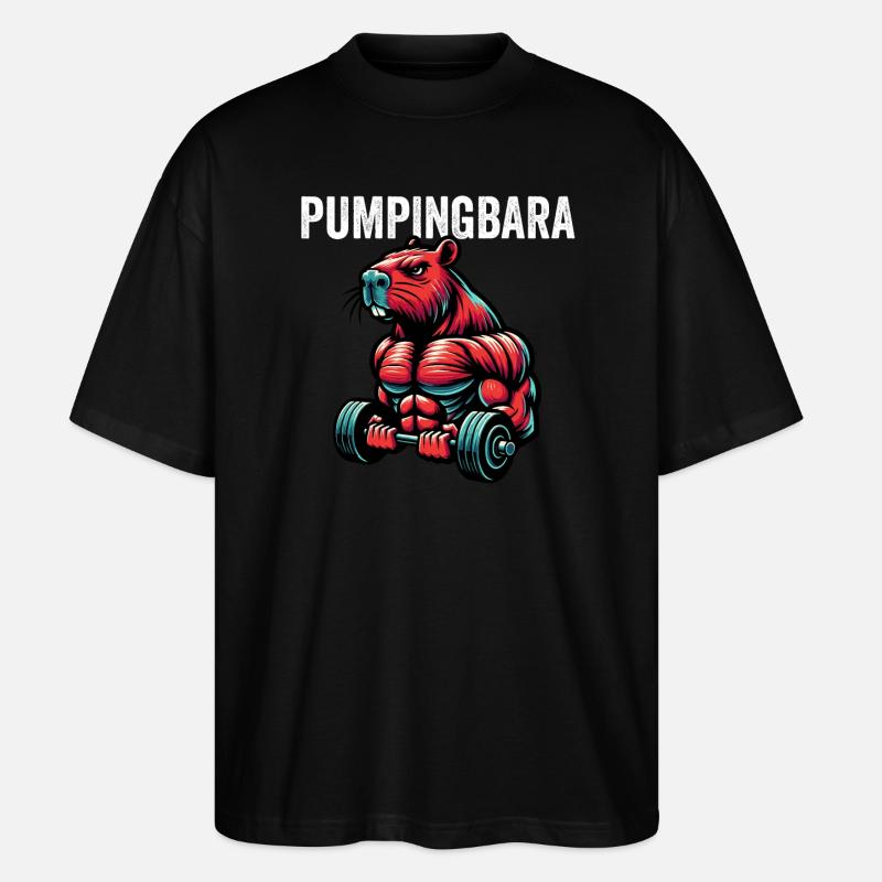 Pumpingbara - Capybara - Stanley/Stella Oversized Unisex Bio T-Shirt Blaster 2.0 - Schwarz