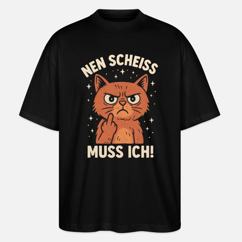 Mittelfinger Katze Nen Scheiss Kollege - Stanley/Stella Oversized Unisex Bio T-Shirt Blaster 2.0 - Schwarz