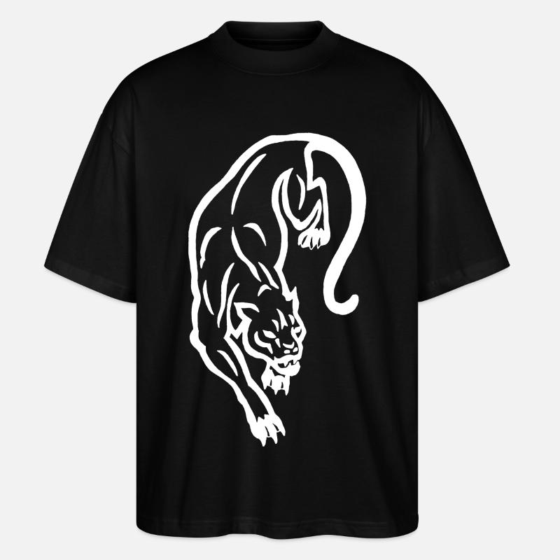 Weiße Panther-Silhouette - Stanley/Stella Oversized Unisex Bio T-Shirt Blaster 2.0 - Schwarz