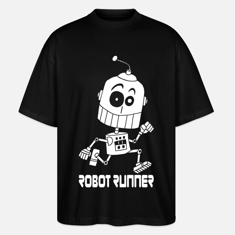 White Robot Runner - Stanley/Stella Oversized Unisex Organic T-shirt Blaster 2.0 - black