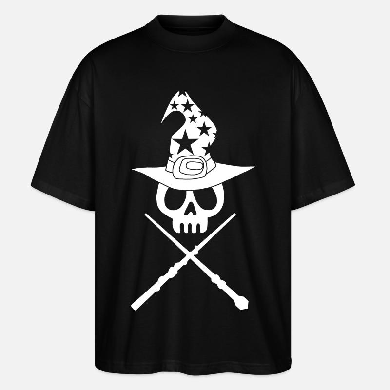 Crâne de magicien blanc - T-shirt bio Blaster 2.0 coupe oversize Stanley/Stella Unisexe - noir