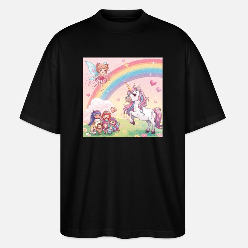 Regenbogenfee und Einhorn Traum - Stanley/Stella Oversized Unisex Bio T-Shirt Blaster 2.0 - Schwarz