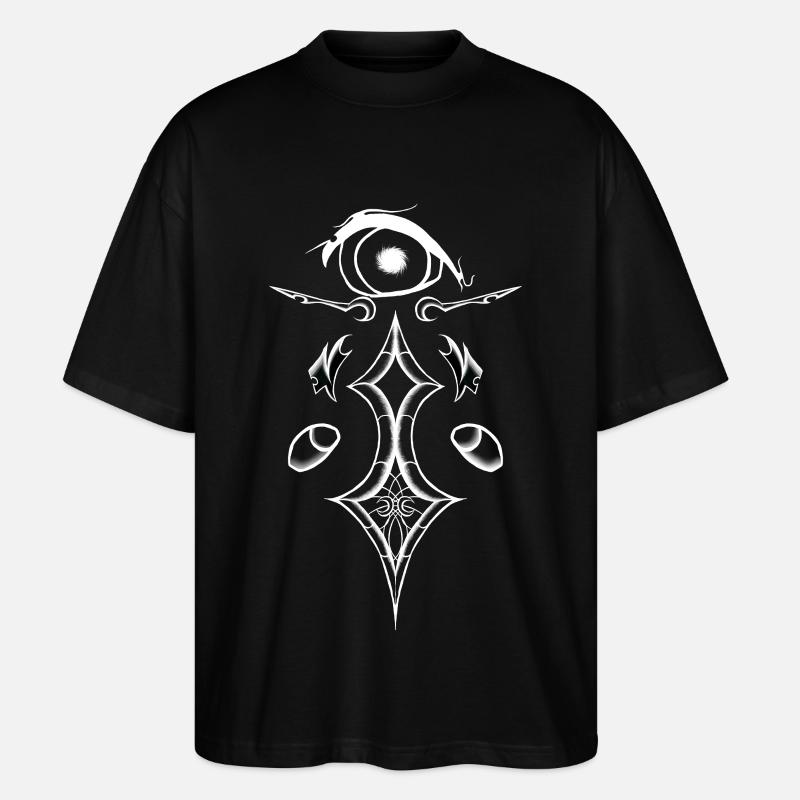 Style de glyphe d’œil ornementatif - T-shirt bio Blaster 2.0 coupe oversize Stanley/Stella Unisexe - noir