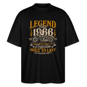 Legend Since 1966 Cadeau d’anniversaire moto - T-shirt bio Blaster 2.0 coupe oversize Stanley/Stella Unisexe - noir - Devant - Alina (178cm) & Michal (187cm)