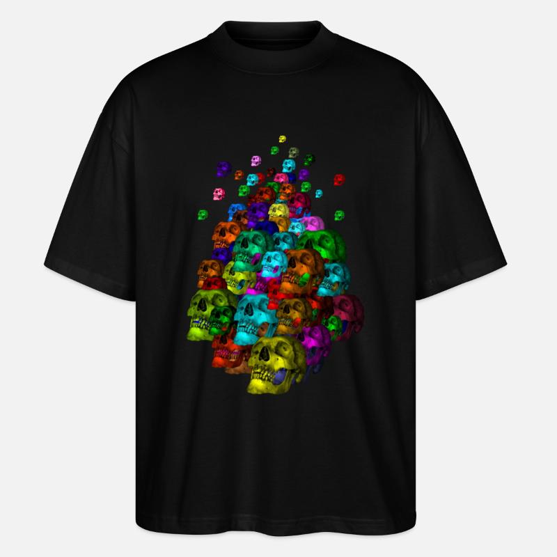 Bunter Schädel-Haufen - Stanley/Stella Oversized Unisex Bio T-Shirt Blaster 2.0 - Schwarz